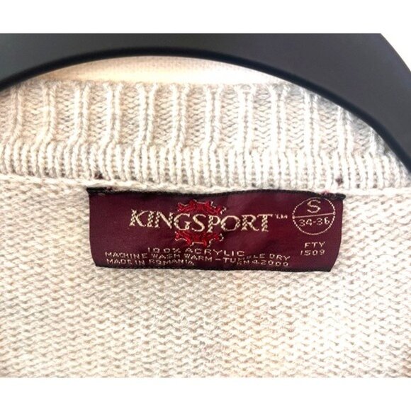 Vintage 70’s Kingsport Mens V-Neck Gray Sweater Small (34-36) Business Casual - Picture 2 of 6